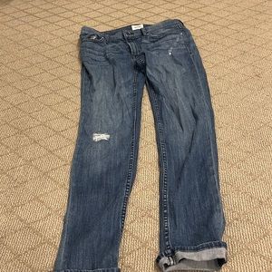 Hudson Tall Crop Skinny Mid-Rise Medium Wash Stretch Denim Blue Jeans Size 27